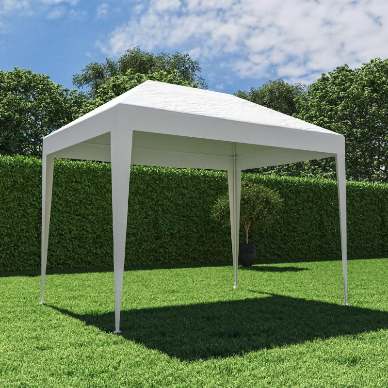 Pavilion gradina, otel/polietilena, 290 x 190 cm, H 244 cm, Alb