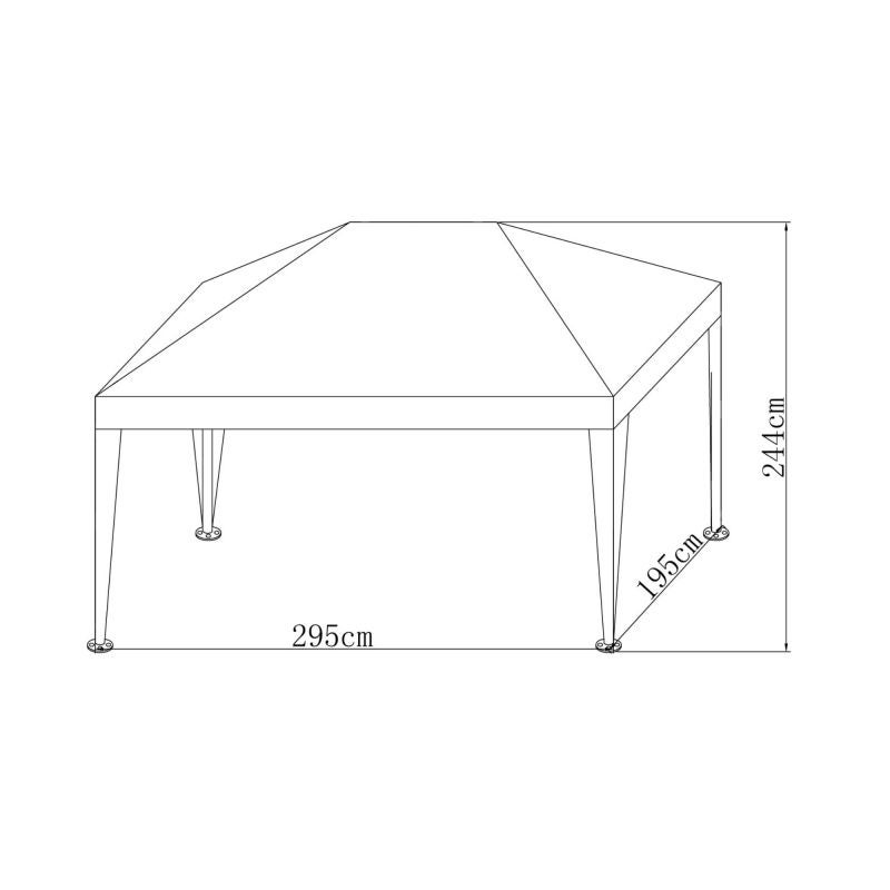 Pavilion gradina, otel/polietilena, 290 x 190 cm, H 244 cm, Alb