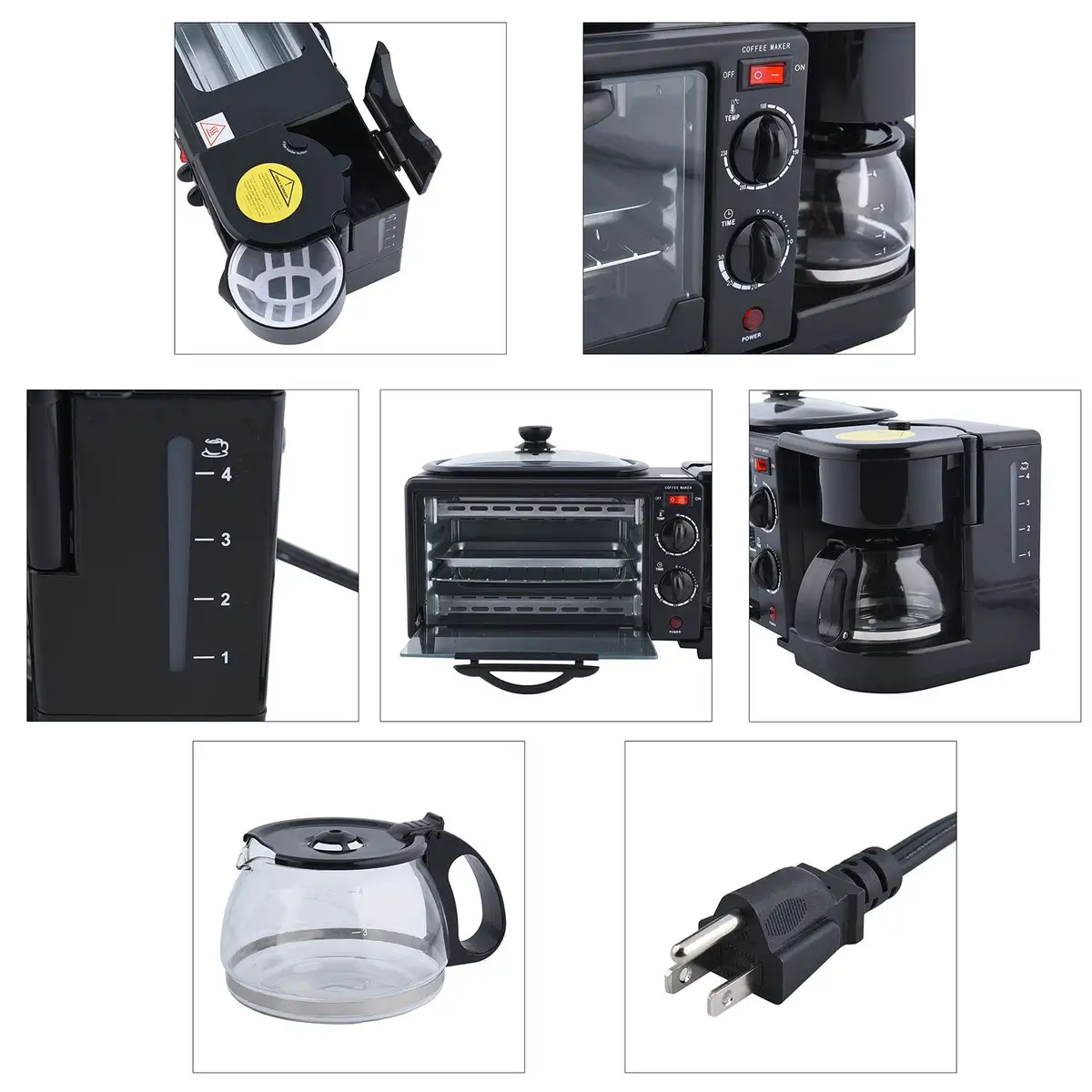 Aparat Multifunctional 3 In 1 MorningStation Mic Dejun - Cuptor, Gratar si Filtru Cafea