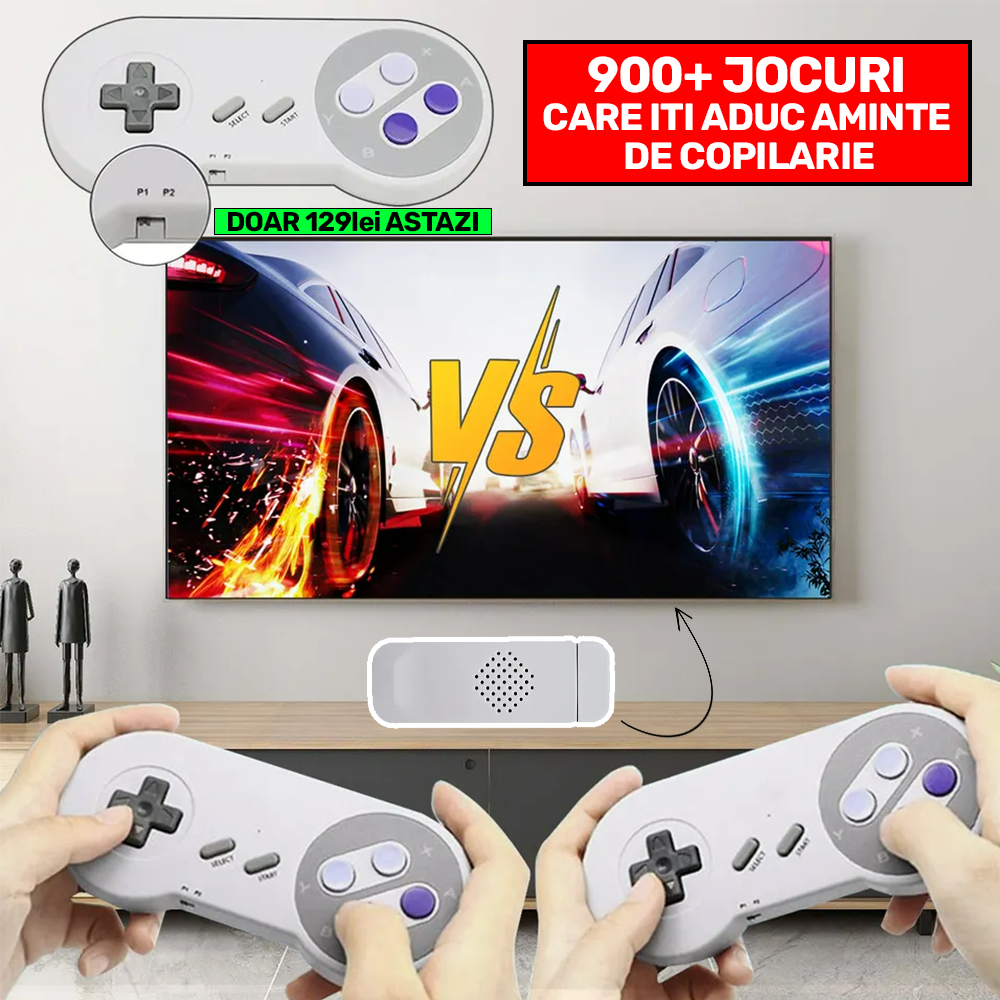 Consola Retro cu Peste 900 de Jocuri din Copilarie si 2 Telecomenzi Pentru Jocurile in DOI