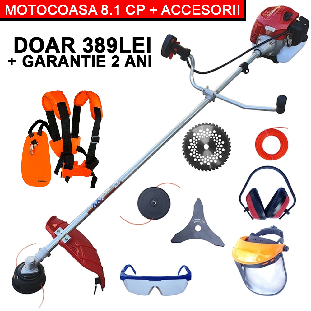 Pachet PROMO: Motocoasa Craft-Tec 6100 Ultra cu EasyStart de 8.1CP cu 8 ACCESORII incluse