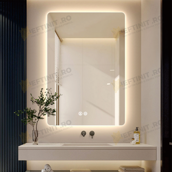 Oglinda LED Odin 60x80cm, 3 Lumini, Dezaburire si Touch OD031