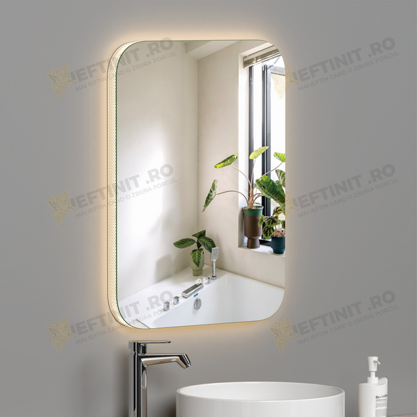 Oglinda LED Odin Rotunda 70cm, 3 Lumini, Dezaburire si Touch OD025