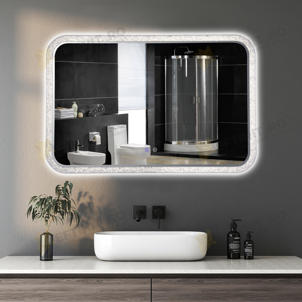 Oglinda LED Odin 98x65cm, 3 Lumini, Dezaburire si Touch OD052