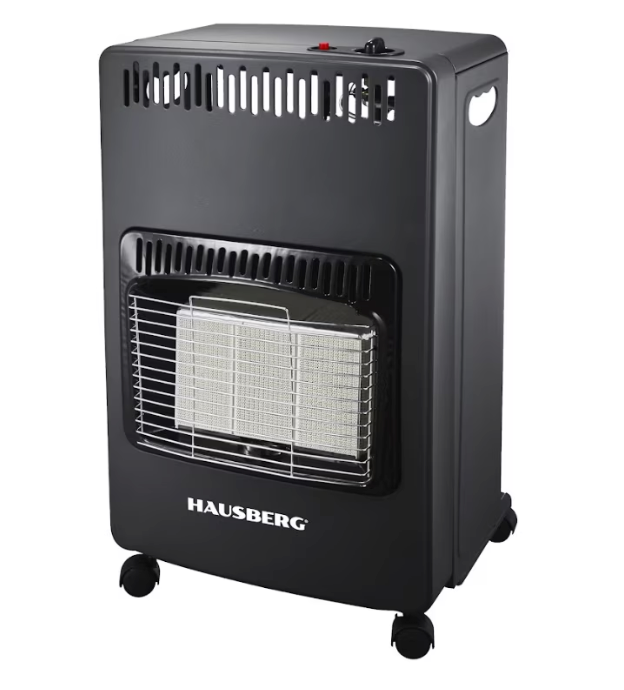 Soba GPL Hausberg 4.2 kW cu 3 plăci ceramice, aprindere piezo & oprire automată – Model HB-1021NG, Negru
