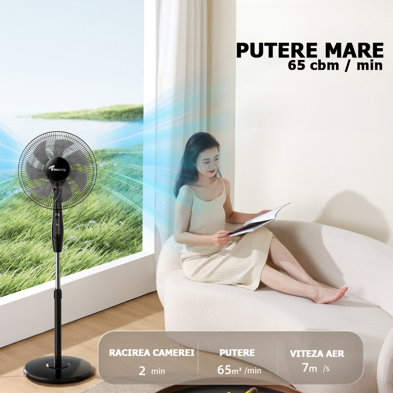 Ventilator SMART WiFi cu 6 ELICE SuperSilentios si control cu TouchScreen, Telecomanda sau Aplicație Mobila