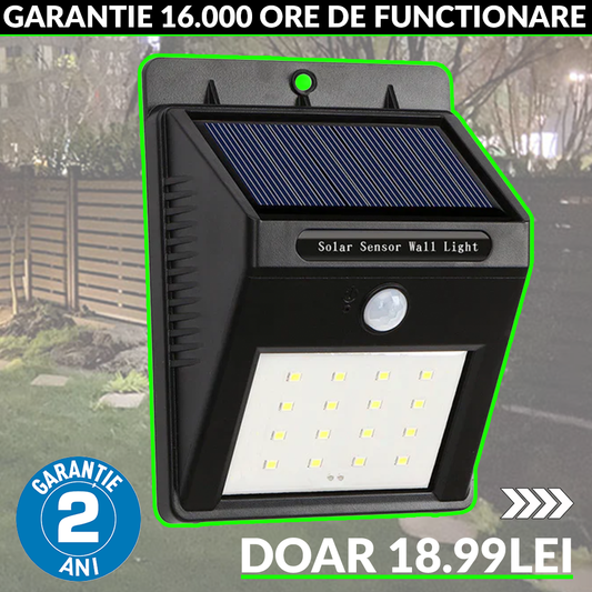 Lampa Solara ULTRA 20 LED cu senzor miscare si rezistenta la apa