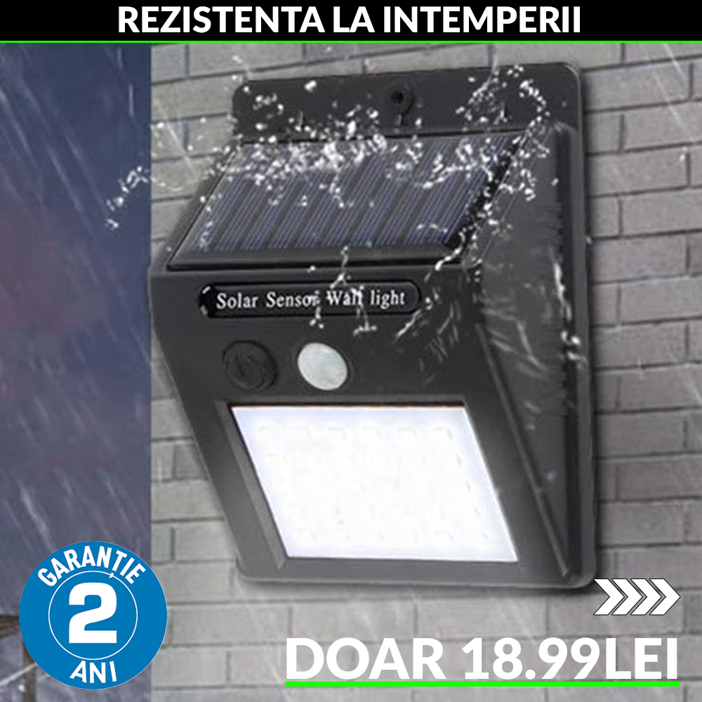 Lampa Solara ULTRA 20 LED cu senzor miscare si rezistenta la apa