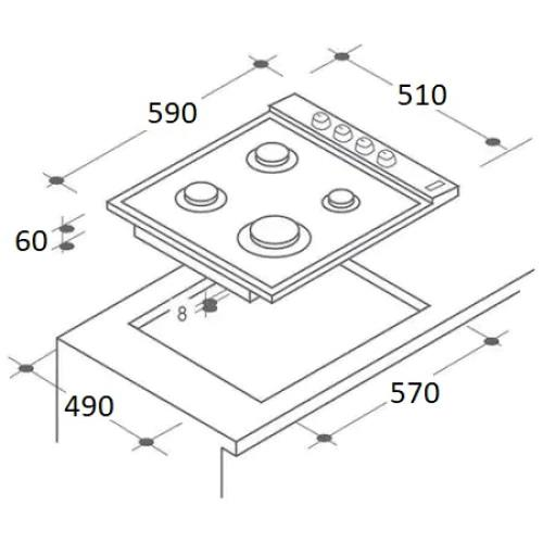 Pachet incorporabil Rustic, Cuptor electric Hausberg HB-8050, Clasa A, 57l, Ventilatie, Bej + Plita Incorporabila HB-570, 4 arzatoare, Gaz, Sticla + Hota decorativa HB-1500, 60cm, Filtru din aluminiu, Bej