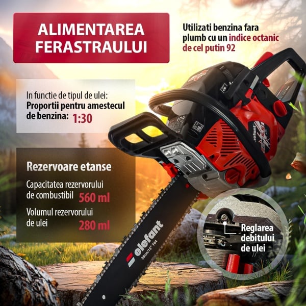 MEGA Pachet: Drujba pe benzina ELEFANT EM-5.5 + Fierastrau pendular ROTOR RJS600 de 600 W