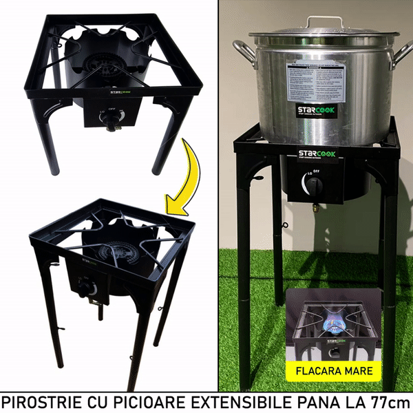 Pirostrie PROCook reglabila pe inaltime (45-77cm) cu arzator de MARE putere