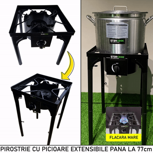 Pirostrie PROCook reglabila pe inaltime (45-77cm) cu arzator de MARE putere