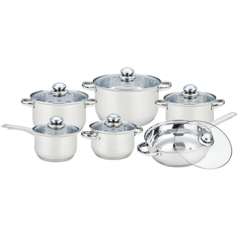 Set 12 piese , 6 vase din inox cu capace din sticla, Grunberg GR244