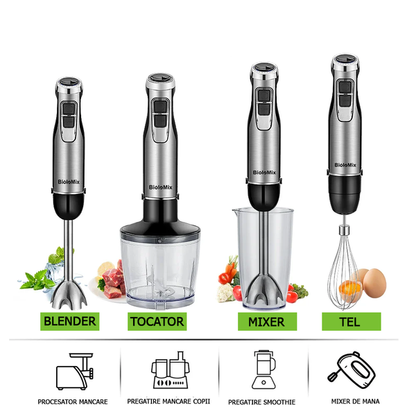 Blender de Mana 4 in 1 SONYMAX SN-8005, 1200W, Tocator, Tel, Pahar Mixare, Mixer Vertical Multifunct