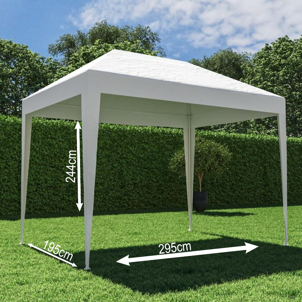 Pavilion gradina, otel/polietilena, 290 x 190 cm, H 244 cm, Alb