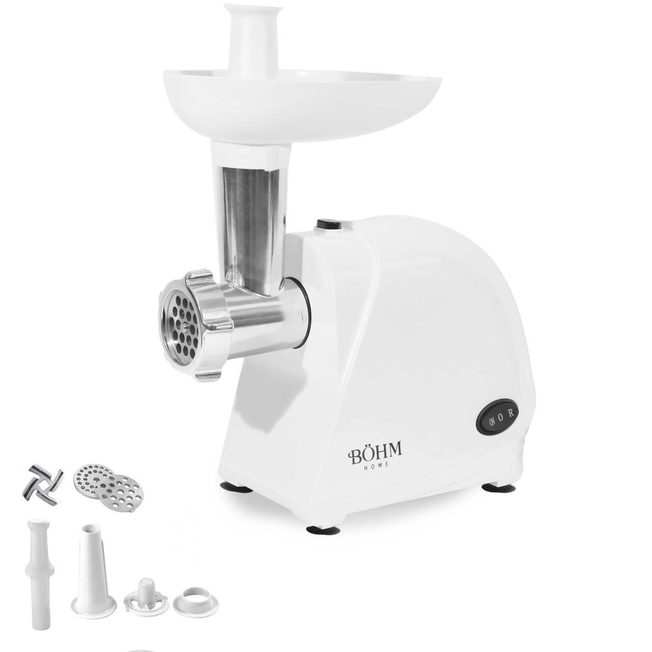 Masina electrica de tocat carne BOHM cu 2 site + CADOU accesorii pentru carnati