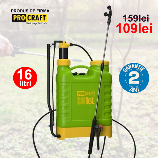 Pompa de stropit manuala ProCraft de 16 litri cu 2 tipuri de pulverizare