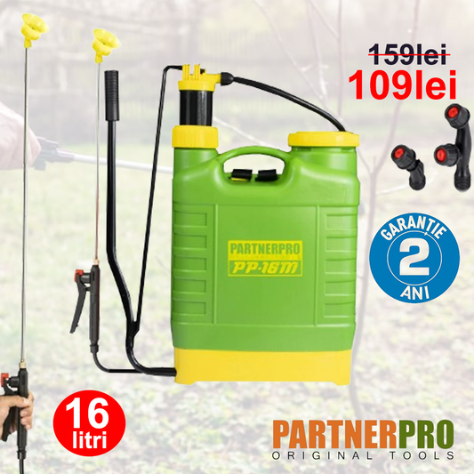 Pompa de stropit manuala PartnerPRO de 16 litri cu 2 tipuri de pulverizare