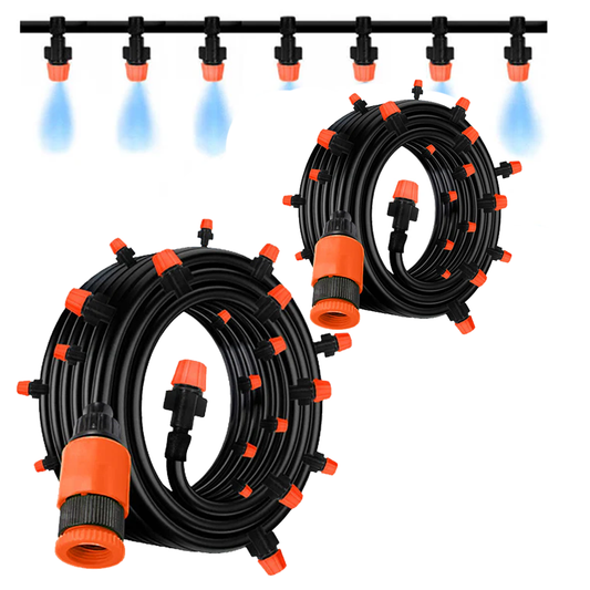 PROMO: Set 2 x Kit pentru racit terasa cu vapori de apa si furtun de 10m + 10 duze