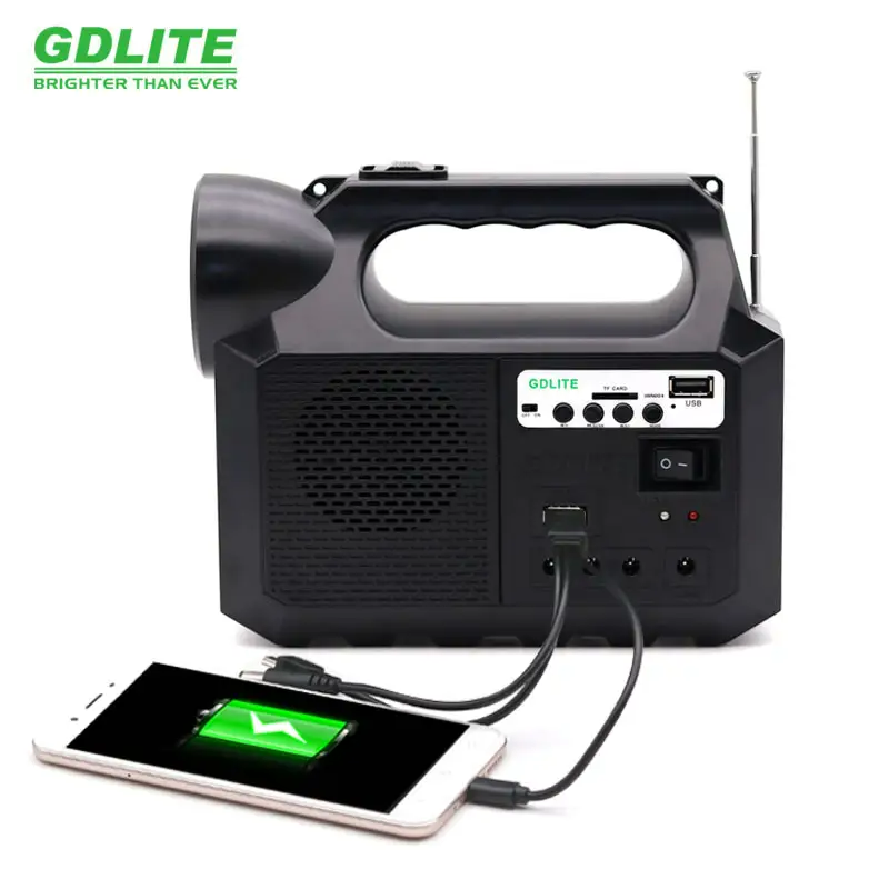 Kit solar portabil cu 3 becuri, panou solar si lanterna cu radio si incarcare telefon USB