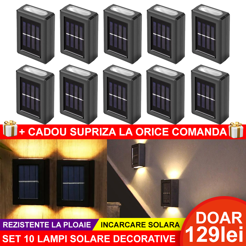 Set 10 Lampi Solare Decorative cu Lumini Sus-Jos stil SCANDINAV