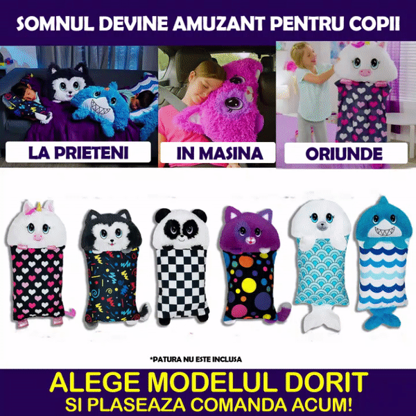 Fata de perna pentru copii cu jucarie de plus detasabila 50x66cm