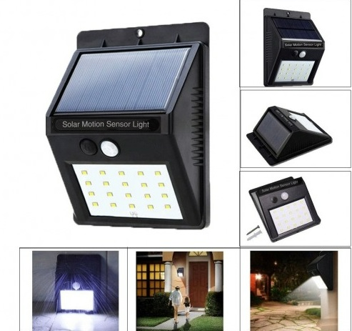 Set 5 Lampi Solare ULTRA 20 LED cu senzor miscare si rezistente la apa