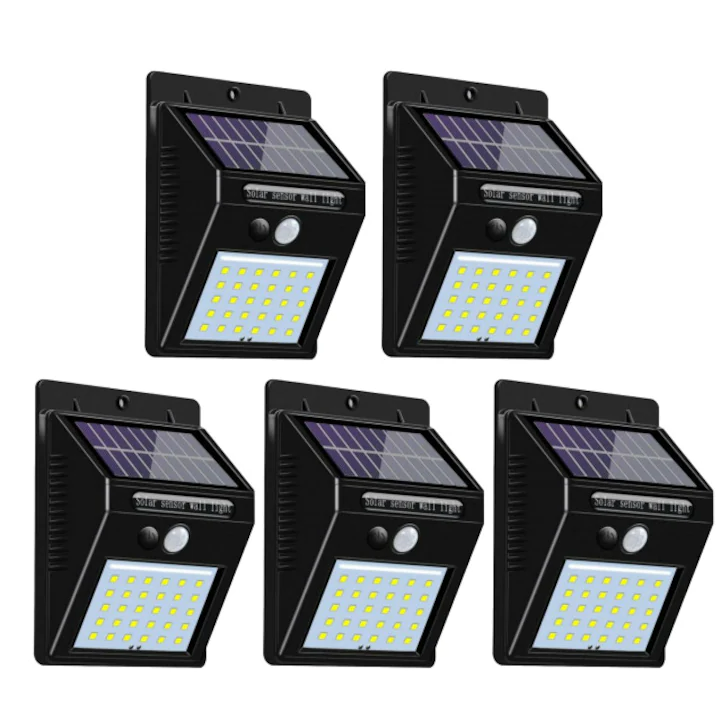 Set 5 Lampi Solare ULTRA 20 LED cu senzor miscare si rezistente la apa