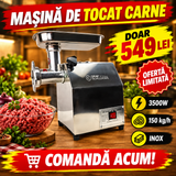 Mașină de Tocat Carne Electrică din Inox 3500W, 150 kg/h, cu Reductor în Baie de Ulei – pentru Casă și Macelărie