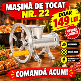 Mașină de Tocat Carne Manuală Nr. 22 din Aluminiu, cu Roată Mare, 1,7 kg – pentru Sarmale, Chiftele și Cârnați