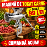Mașină de Tocat Carne Manuală Nr. 10 din Aluminiu, 1165 g, cu Clemă de Fixare – pentru Sarmale, Chiftele și Cârnați