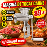 Mașină de Tocat Carne Manuală Nr. 12 din Aluminiu, cu Menghină de Fixare – pentru Sarmale, Chiftele și Cârnați
