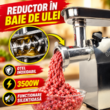 Mașină de Tocat Carne Electrică din Inox 3500W, 150 kg/h, cu Reductor în Baie de Ulei – pentru Casă și Macelărie