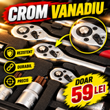 Trusă Chei Tubulare 216 Piese din Crom Vanadiu, 1/2", 3/8", 1/4", cu Valiză – pentru Auto și Gospodărie