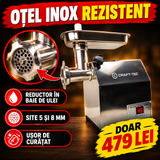 Mașină Electrică de Tocat Carne Craft-Tec MK-8, Inox, 800 W, 100 kg/h – pentru Casă și Uz Semiprofesional