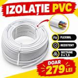 Cablu Electric de Curent 3 x 1,5, 100 m, Izolație și Manta PVC – pentru Instalații Fixe și Mobile