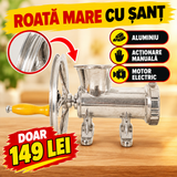 Mașină de Tocat Carne Manuală Nr. 22 din Aluminiu, cu Roată Mare, 1,7 kg – pentru Sarmale, Chiftele și Cârnați