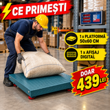 Cântar Electronic cu Platformă 600 kg, Wireless Wi-Fi, 50x60 cm – pentru Depozite, Ferme și Colete