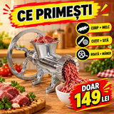Mașină de Tocat Carne Manuală Nr. 22 din Aluminiu, cu Roată Mare, 1,7 kg – pentru Sarmale, Chiftele și Cârnați