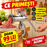 Mașină de Tocat Carne Manuală Nr. 10 din Aluminiu, 1165 g, cu Clemă de Fixare – pentru Sarmale, Chiftele și Cârnați