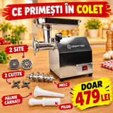 Mașină Electrică de Tocat Carne Craft-Tec MK-8, Inox, 800 W, 100 kg/h – pentru Casă și Uz Semiprofesional