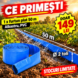 Furtun Plat de Refulare Apă din PVC, 2 Toli, 50 m, Albastru – pentru Irigații, Construcții și Pompe