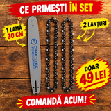 Set Lamă și 2 Lanțuri Drujbă Craft-Tec, 30 cm (12"), 3/8 LP, 1,3 mm – pentru Crengi și Lemne Mici