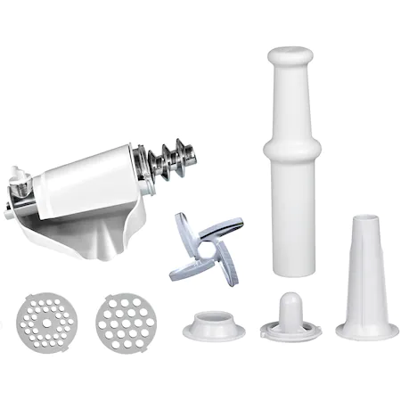 Mașină de tocat carne Hausberg HB-3415AB, 3 site din inox, accesorii pentru cârnați și kebbe, alb