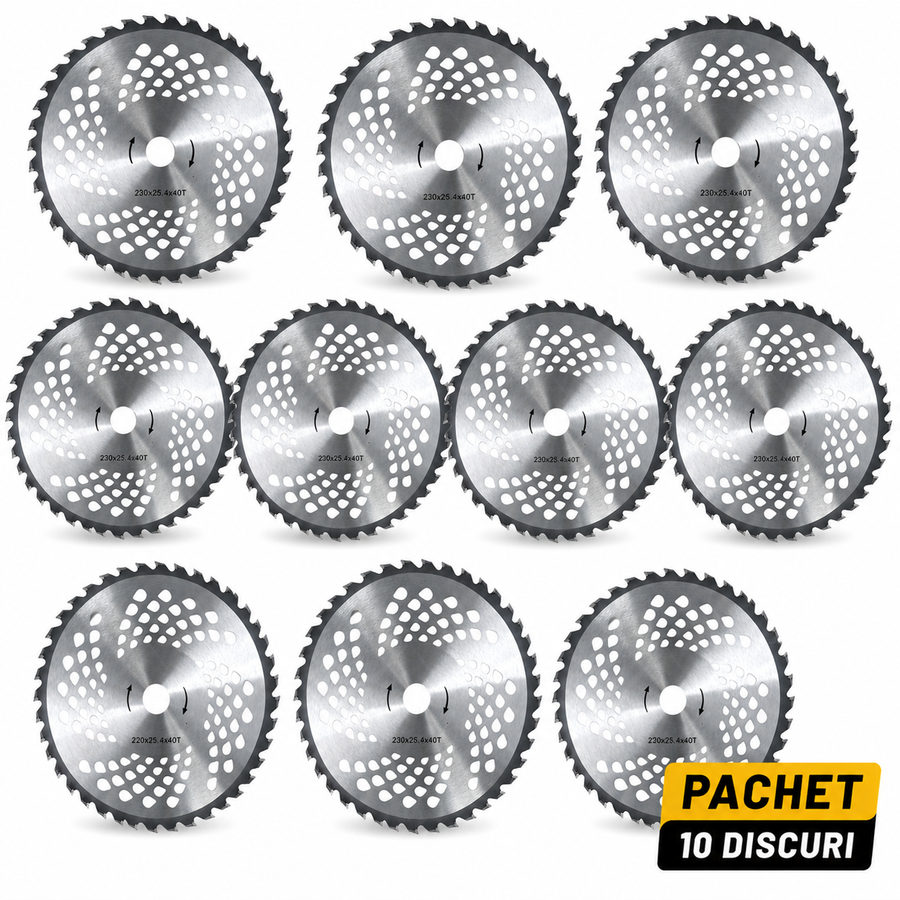 SET 10 X Disc Vidia nr. 9 pentru Motocoasă 255mm 40T – Pentru Iarbă și Arbuști
