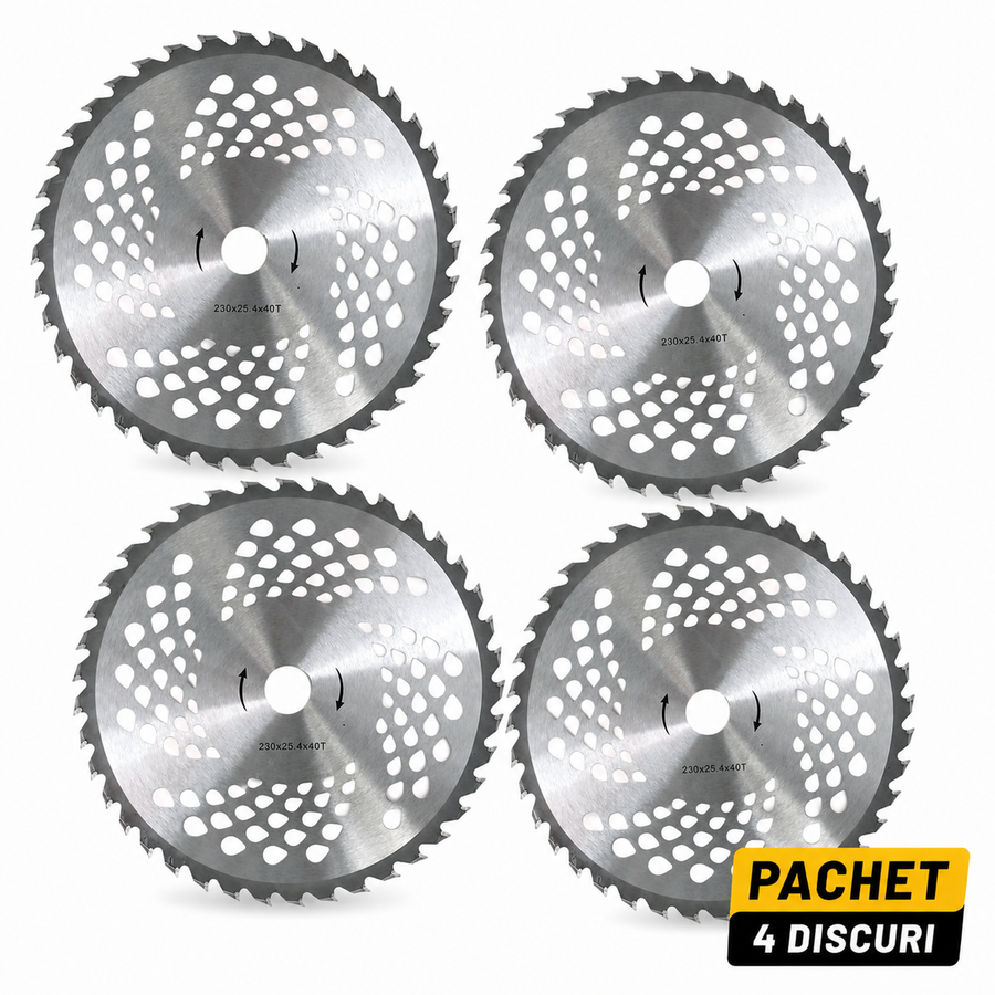 SET 4 X Disc Vidia nr. 9 pentru Motocoasă 255mm 40T – Pentru Iarbă și Arbuști