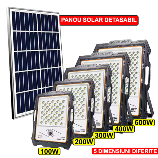 Proiector ULTRA LED SolarEco® cu Panou Solar Separat cu GARANTIE 5 ANI sau 50.000 ore de functionare