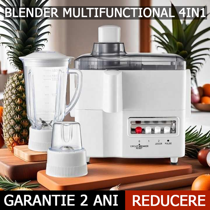 Robot de Bucatarie Multifunctional 4in1 - Blender, Storcator, Rasnita, Masina de Tocat