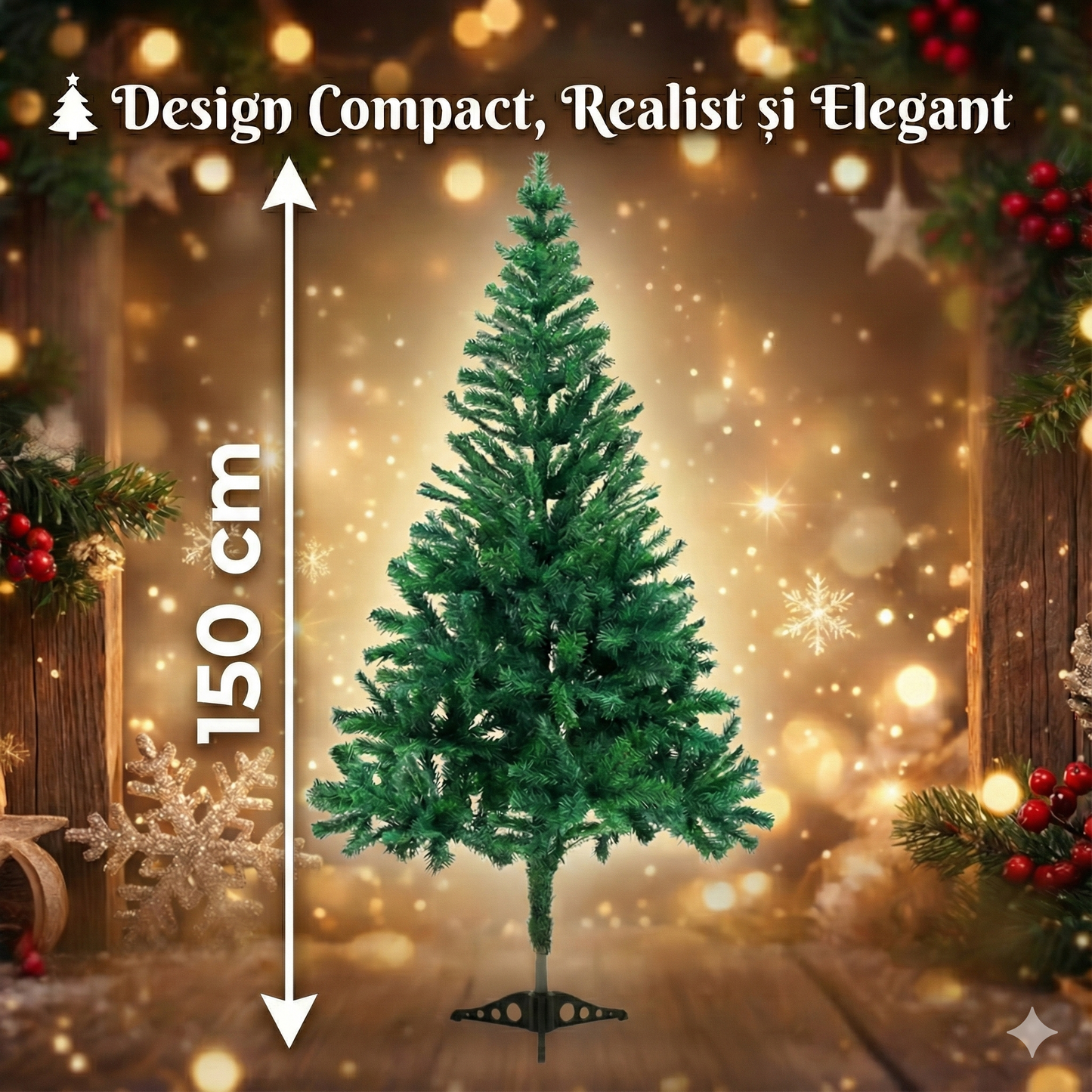 Brad Artificial 150cm cu Suport de Plastic