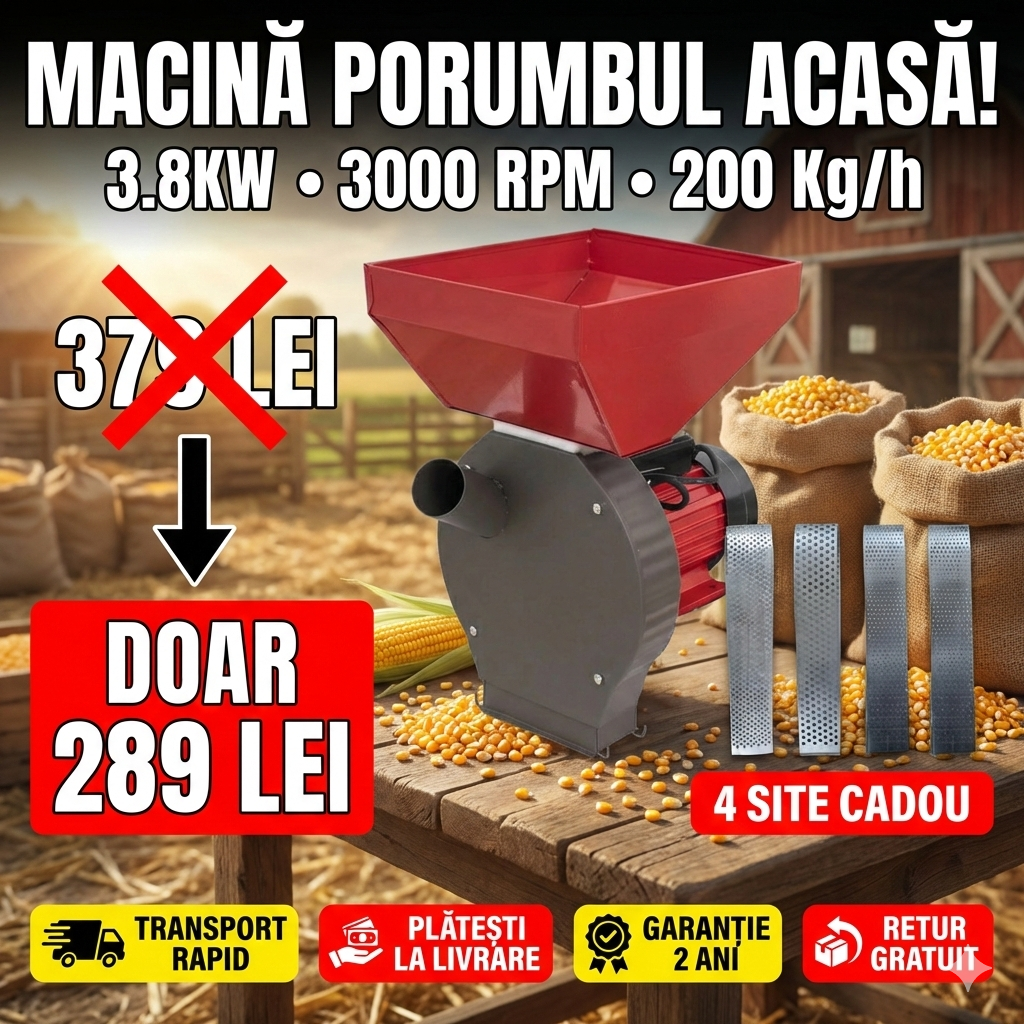 Moara Craft-Tec MX419, 3.8 KW, Cuva Mare, 3000RPM, 200 Kg/h, Bobinaj Cupru
